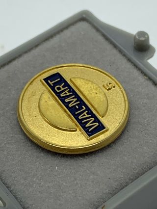 Walmart 5 Year Employee Anniversary Pin Brooch Lapel Pin Gold Tone Engraved 5 3