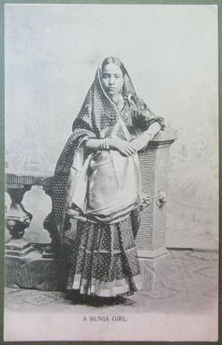 India A Bunia Girl Ethnic Costume Sari Vintage Postcard C1905