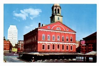 Faneuil Hall Dock Square Boston Massachusetts Vintage Postcard Cradle Of Liberty
