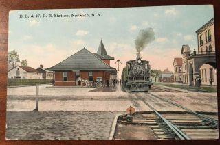Vintage Postcard: Norwich,  Ny D.  L.  & W.  Railroad Station