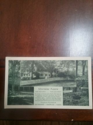 Vintage Post Card Of The Silvermine Tavern In Norwalk Ct.  Not Sure Of Age