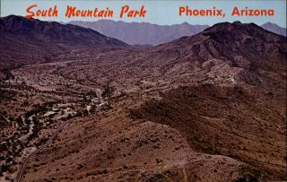 South Mountain Park Phoenix Arizona Aerial View 1950 - 60s Vintage Postcard