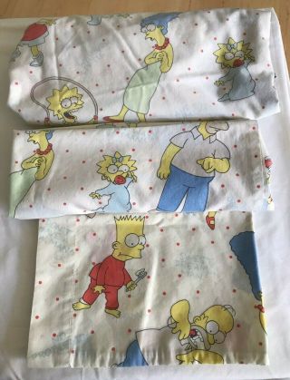 3 Pc.  Vintage The Simpsons Twin Sheet Set 1990 Fabric Matt Groening Bart 90s