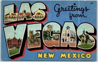 Vintage Las Vegas Mexico Large Letter Postcard Curteich Linen 7a - H1724