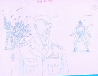 2006 Marvel Ultimate Avengers Movie Orig Animation Art Nick Fury W Shield Agents