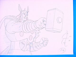 2006 Marvel Ultimate Avengers Movie Animation Art Huge Thor Pointing Hammer