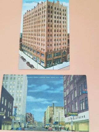Vintage 30 - 40s Postcard Soux City,  Iowa Downtown 4th Street,  Badgerow Bldg