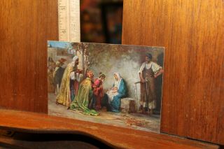 Vintage Postcard German Biblical Matthew 2:11 Jesus Visit Of Magi