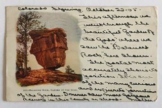 Co Postcard Embossed Balanced Rock - Garden Of The Gods - Colorado 1905 Vtg B4