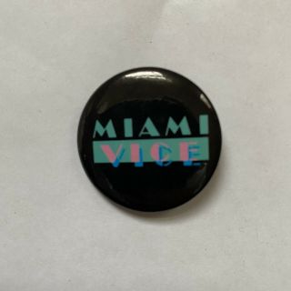 Vintage 80s Miami Vice Pin Button Pinback Television Tv Show Black Pink