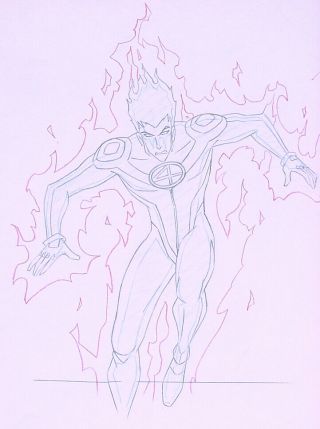 2006 Marvel Fantastic Four Movie Orginal Animation Production Art Human Torch A