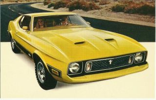 1973 (ford) Mustang Mach 1 Unsent Vintage Promotional Advertising Postcard Pc