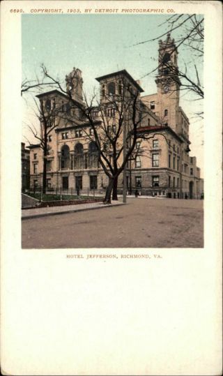 Hotel Jefferson Richmond Virginia C1905 Udb Vintage Postcard