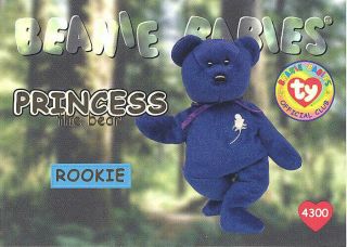 Ty Beanie Babies Bboc Card - Series 1 (gold) - Princess The Bear (rookie) - Nm/m