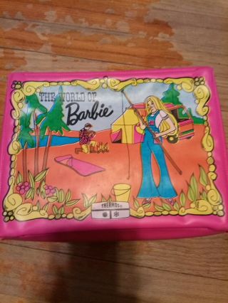 1972 Vintage " The World Of Barbie " Pink Vinyl Lunchbox Only No Thermos