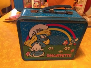The Smurfs Smurfette Metal Lunch Box Tin Vintage