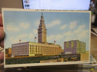 Vintage Old Ohio Postcard Cleveland Terminal Tower United States Post Office