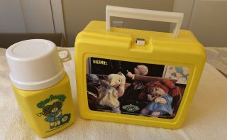 Vintage 1985 Cabbage Patch Kids Plastic Lunch Box With Thermos Lunchbox Doll Usa