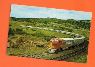 Fred Harvey - Santa Fe Rr Train Ascending Raton Pass Vtg Postcard