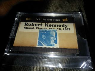Robert Kennedy 1/1 Real 1968 Campaign Relic & Stamp 2019 The Bar Potp Card