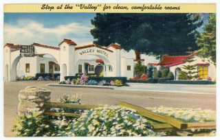 Vintage 1952 Linen Roadside Valley Motel Advert Postcard Santa Maria Ca Us 101