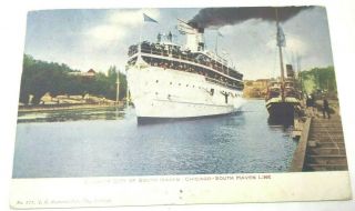 Vintage Ship Postcard " Steamer City Of South Haven - Chicago - South Haven " Posted