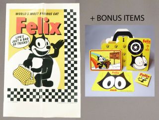 Vintage Felix The Cat World’s Most Famous Cat Poster,  Bonus Items - Rare