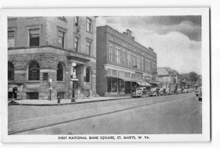St Marys West Virginia Wv Vintage Postcard Bank Square First National Bank