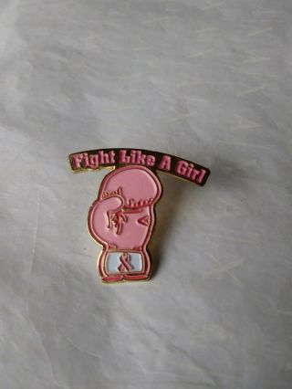 Lapel Pin Fight Like A Girl Pink Boxing Glove Breast Cancer Awareness