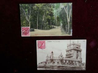 2 Vintage Portuguese Postcards,  Anadia And Lisbon (both Have Stamps On Face)