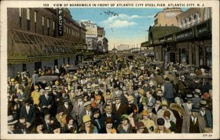 Boardwalk Near Steel Pier Atlantic City Jersey 1930 Vintage Postcard