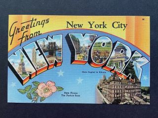 Greetings From York,  Vintage Linen Postcard Unposted
