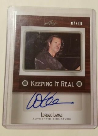 Lorenzo Lamas /10 Auto 2012 Leaf Pop Century Keeping It Real Signed Autograph
