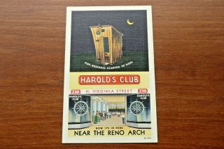 Vintage Curtiech Postcard Advertising Harolds Club Casino Reno Nevada Outhouse