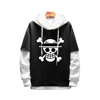 Anime One Piece Luffy Skull Hoodies Pullover Coats Casual Hooded Outwear Sweater