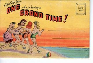 Comic,  " One Grand Time " Ray Walters By E.  C.  Kropp C - 91 Folder Vintage Postcard