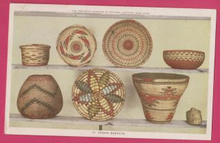 The American Museum Of Natural History York,  Indian Baskets Vintage Postcard