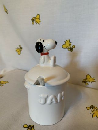 Peanuts Snoopy Vintage Ceramic Jam Container W Spoon