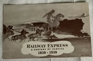 Vintage Postcard Railway Express Locomotive Train Horses Airplane Cowboy