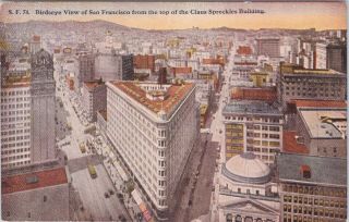 Vintage Postcard,  Birds Eye View Of San Francisco From Claus Spreckles Building