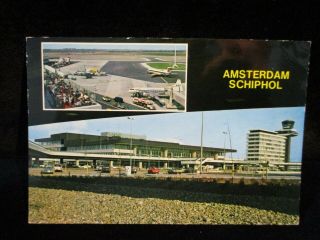 Amsterdam Schiphol Airport Bea Sas Klm Airplane Vintage Postcard S/h