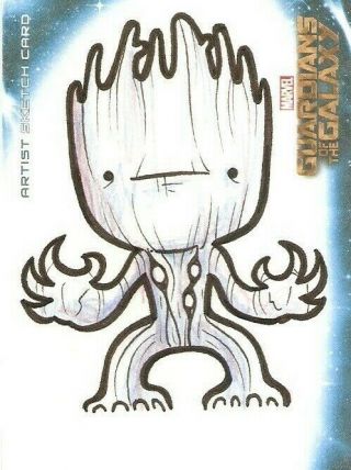 2014 Upper Deck Guardians Of The Galaxy Mike Vasquez Sketch Card Of Groot