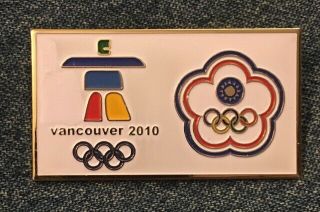2010 Vancouver Chinese Taipei Taiwan Olympic Noc Athlete Olympic Pin Badge