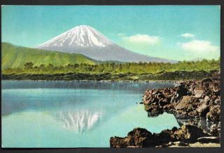 Vintage Mt Mount Fuji And Lake Saiko Colour Postcard Un Japan