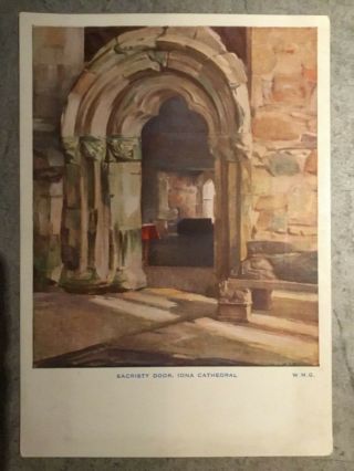 Vintage Postcard Retro Sachrisity Door Iona Cathedral Wmg Scotland