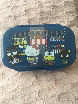 Cost Plus World Market X Hello Kitty 45th Blue Xl Omatsuri Bento Box Utensils