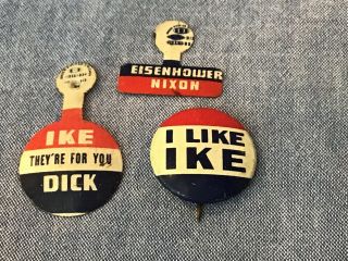 I Like Ike Pin,  I Like Ike Bend Over Pin,  Eisenhower Nixon Bend Over