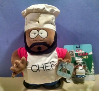 South Park Chef 14 " Plush And Chef Key Chain Key Ring Comedy Central 1998