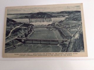 Vintage Great Northern Railway Postcard Of The Grand Coullee Dam