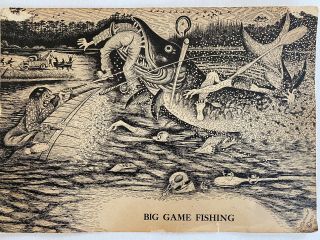 Vintage Oversized Big Game Fishing Post Card N.  F.  Pettingill Wisconsin U.  S.  A.